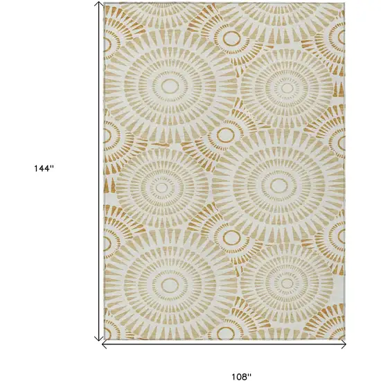 Gold Brown And Ivory Geometric Washable Indoor Outdoor Area Rug Photo 3