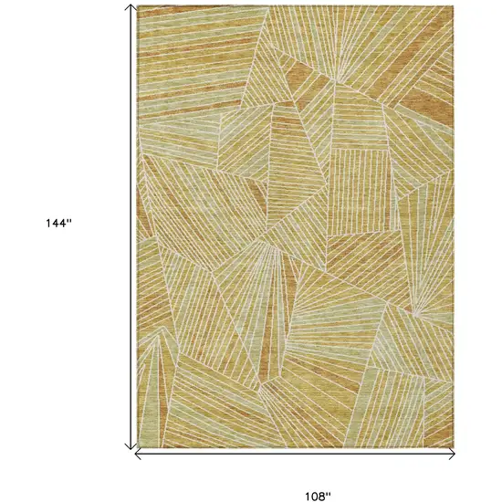 Gold Copper And Brown Geometric Washable Indoor Outdoor Area Rug Photo 3