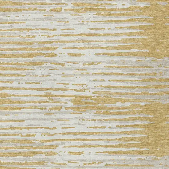 Gold Gray And Beige Striped Washable Indoor Outdoor Area Rug Photo 6