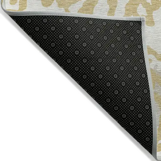 Gold Gray And Ivory Animal Print Washable Indoor Outdoor Area Rug Photo 4