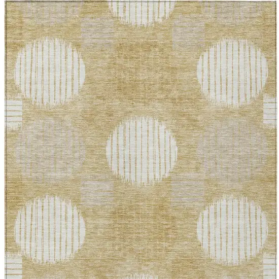 Gold Gray And Ivory Geometric Washable Indoor Outdoor Area Rug Photo 6