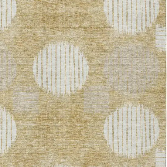 Gold Gray And Ivory Geometric Washable Indoor Outdoor Area Rug Photo 5
