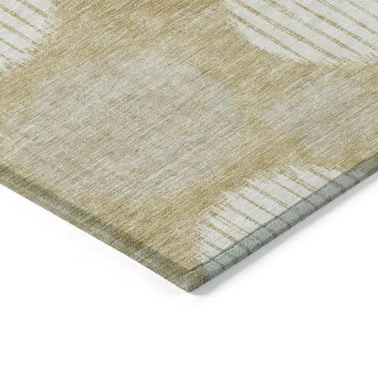 Gold Gray And Ivory Geometric Washable Indoor Outdoor Area Rug Photo 4