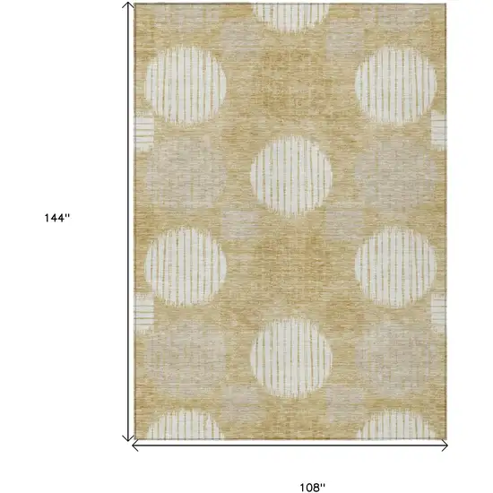 Gold Gray And Ivory Geometric Washable Indoor Outdoor Area Rug Photo 3
