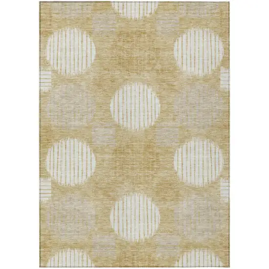 Gold Gray And Ivory Geometric Washable Indoor Outdoor Area Rug Photo 2