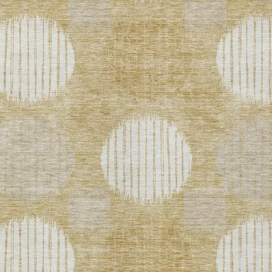 Gold Gray And Ivory Geometric Washable Indoor Outdoor Area Rug Photo 5