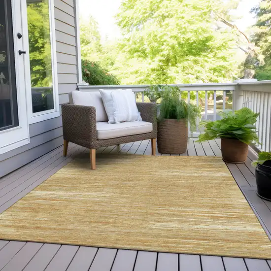 Gold Gray And Ivory Striped Washable Indoor Outdoor Area Rug Photo 8