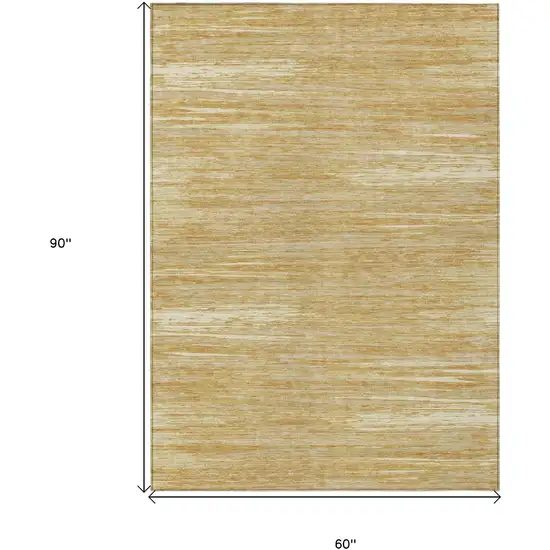 Gold Gray And Ivory Striped Washable Indoor Outdoor Area Rug Photo 3