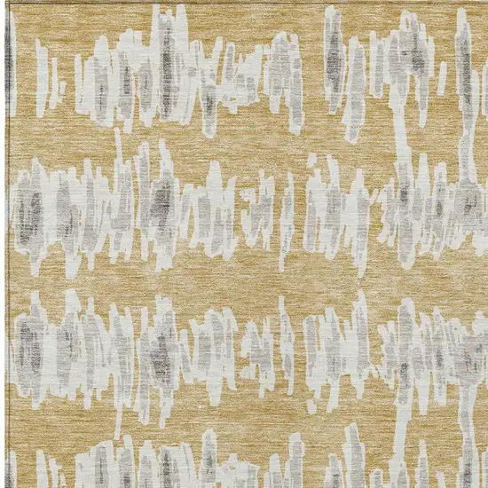 Gold Gray And Ivory Striped Washable Indoor Outdoor Area Rug Photo 7