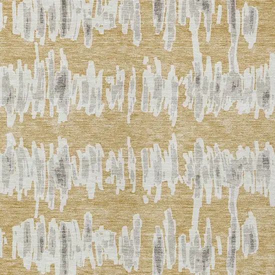 Gold Gray And Ivory Striped Washable Indoor Outdoor Area Rug Photo 7