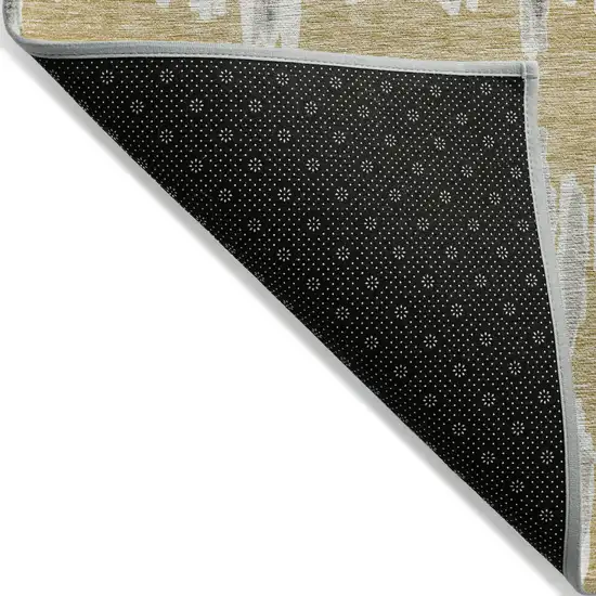 Gold Gray And Ivory Striped Washable Indoor Outdoor Area Rug Photo 4