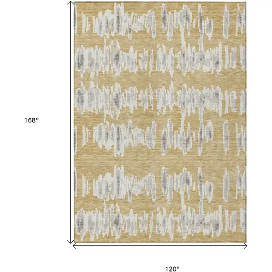 Gold Gray And Ivory Striped Washable Indoor Outdoor Area Rug Photo 3