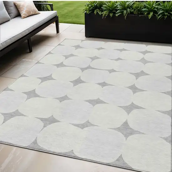 Gray And Beige Abstract Washable Indoor Outdoor Area Rug Photo 1