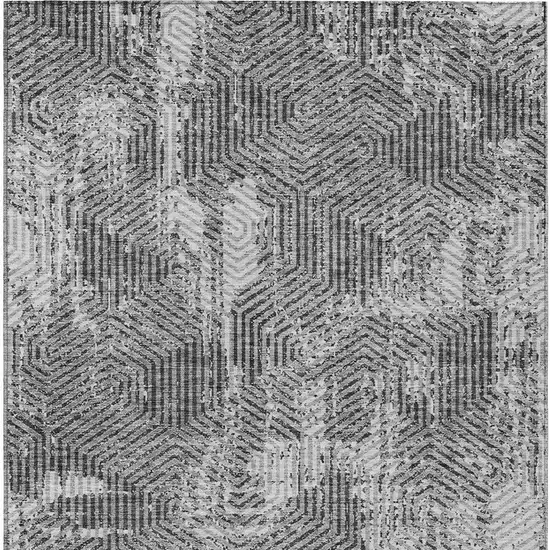 Gray And Charcoal Geometric Washable Indoor Outdoor Area Rug Photo 7