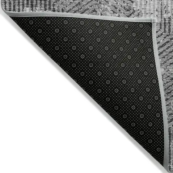 Gray And Charcoal Geometric Washable Indoor Outdoor Area Rug Photo 4