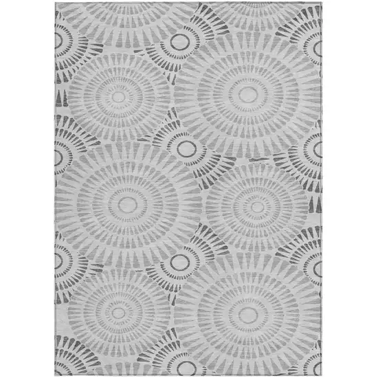 Gray And Dark Gray Geometric Washable Indoor Outdoor Area Rug Photo 8