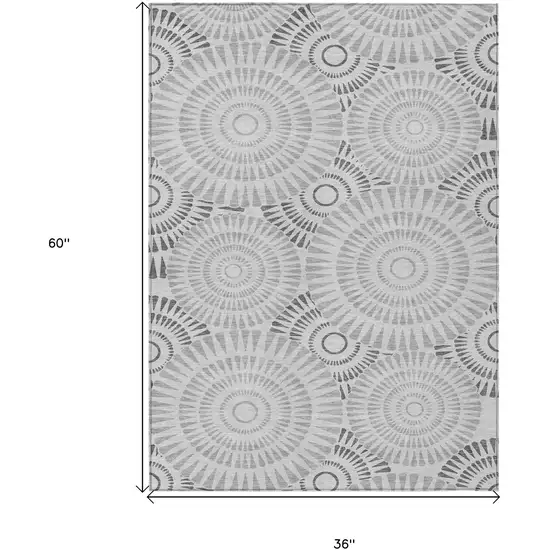 Gray And Dark Gray Geometric Washable Indoor Outdoor Area Rug Photo 3