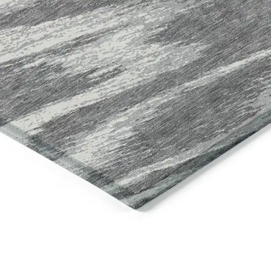 Gray And Ivory Abstract Washable Indoor Outdoor Area Rug Photo 5