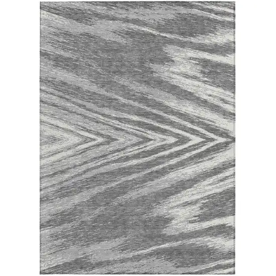 Gray And Ivory Abstract Washable Indoor Outdoor Area Rug Photo 7