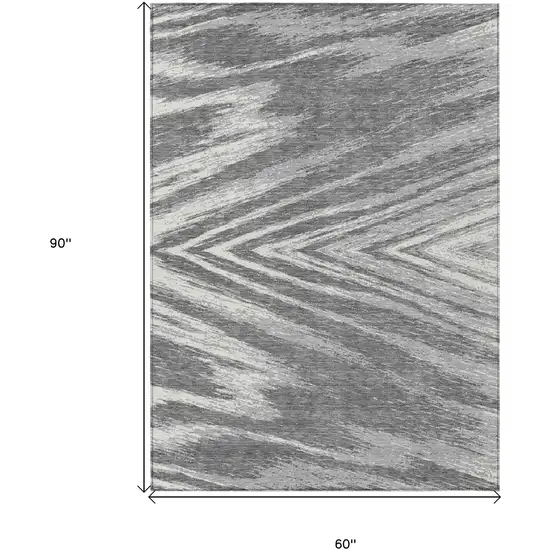 Gray And Ivory Abstract Washable Indoor Outdoor Area Rug Photo 3