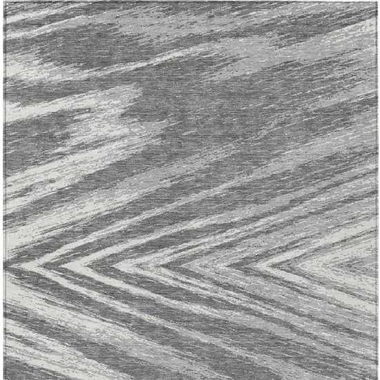 Gray And Ivory Abstract Washable Indoor Outdoor Area Rug Photo 6
