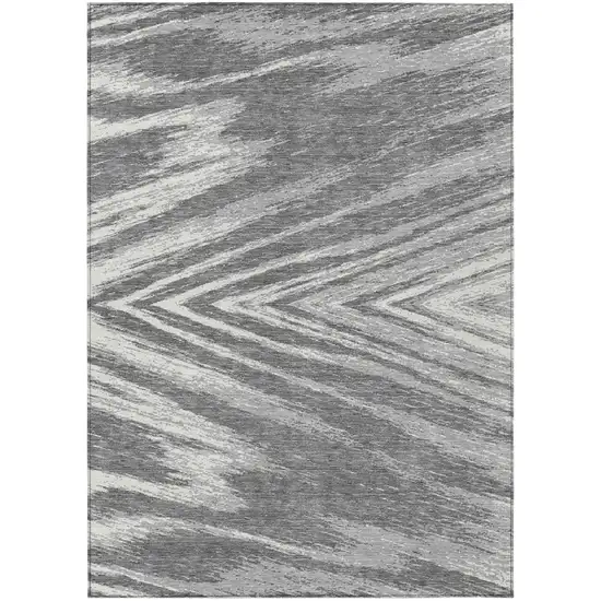 Gray And Ivory Abstract Washable Indoor Outdoor Area Rug Photo 2