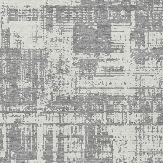 Gray And Ivory Abstract Washable Indoor Outdoor Area Rug Photo 6