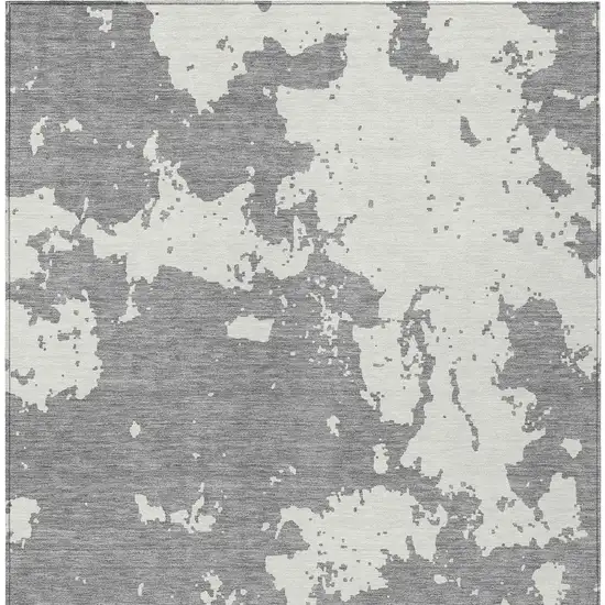 Gray And Ivory Abstract Washable Indoor Outdoor Area Rug Photo 7