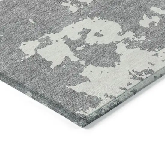 Gray And Ivory Abstract Washable Indoor Outdoor Area Rug Photo 5