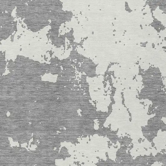 Gray And Ivory Abstract Washable Indoor Outdoor Area Rug Photo 6