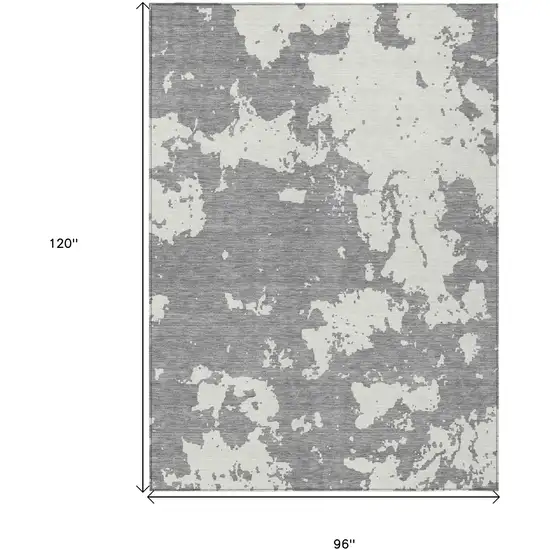 Gray And Ivory Abstract Washable Indoor Outdoor Area Rug Photo 3