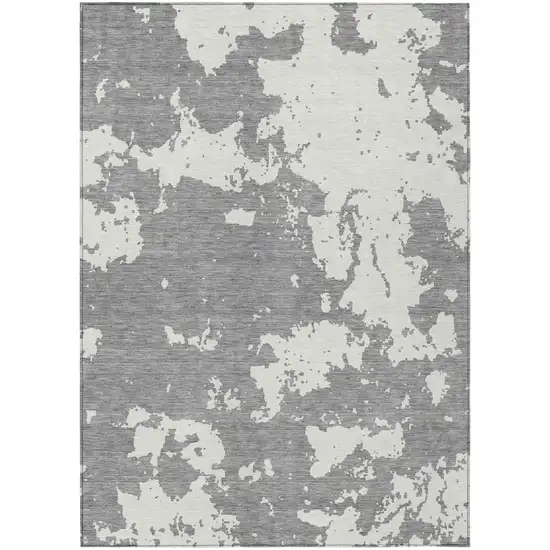 Gray And Ivory Abstract Washable Indoor Outdoor Area Rug Photo 2