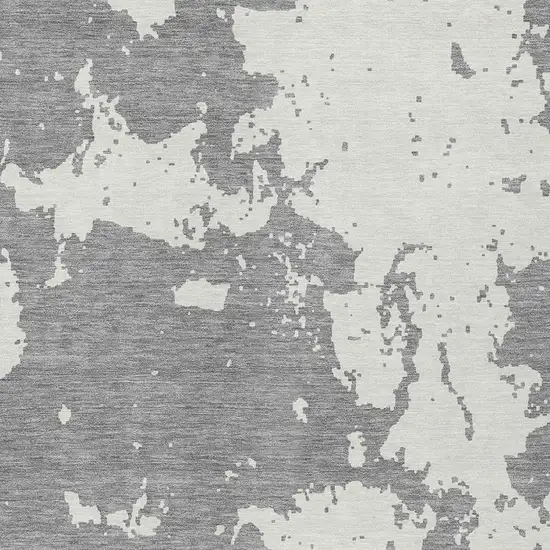 Gray And Ivory Abstract Washable Indoor Outdoor Area Rug Photo 6