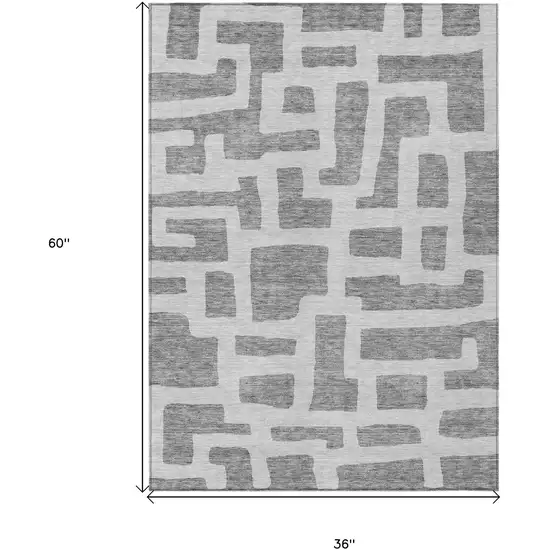 Gray And Ivory Abstract Washable Indoor Outdoor Area Rug Photo 3