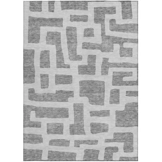Gray And Ivory Abstract Washable Indoor Outdoor Area Rug Photo 6