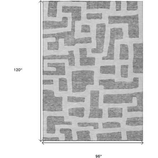 Gray And Ivory Abstract Washable Indoor Outdoor Area Rug Photo 3