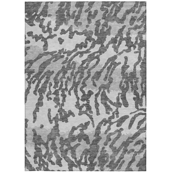 Gray And Ivory Animal Print Washable Indoor Outdoor Area Rug Photo 7