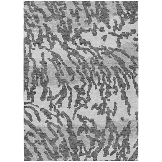 Gray And Ivory Animal Print Washable Indoor Outdoor Area Rug Photo 2