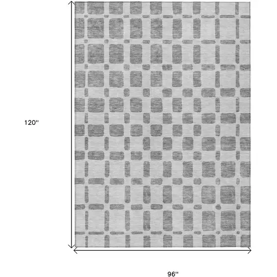 Gray And Ivory Geometric Washable Indoor Outdoor Area Rug Photo 3