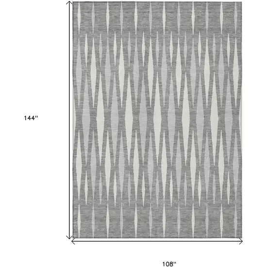 Gray And Ivory Geometric Washable Indoor Outdoor Area Rug Photo 3