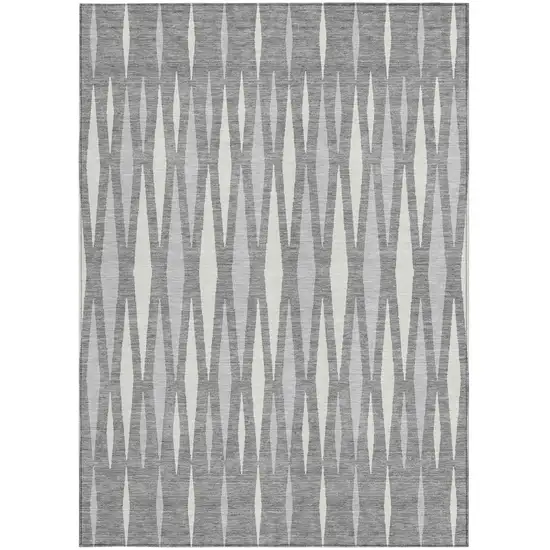 Gray And Ivory Geometric Washable Indoor Outdoor Area Rug Photo 6