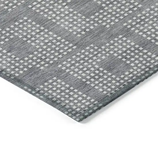Gray And Ivory Geometric Washable Indoor Outdoor Area Rug Photo 5