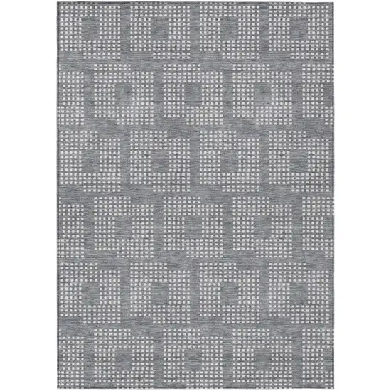 Gray And Ivory Geometric Washable Indoor Outdoor Area Rug Photo 2
