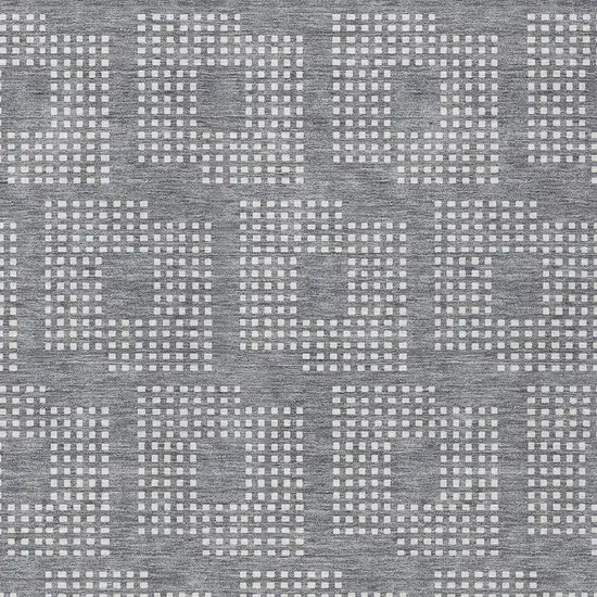 Gray And Ivory Geometric Washable Indoor Outdoor Area Rug Photo 6