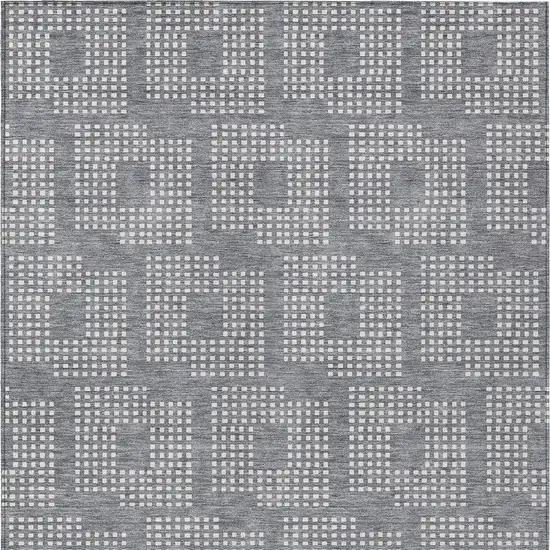 Gray And Ivory Geometric Washable Indoor Outdoor Area Rug Photo 7