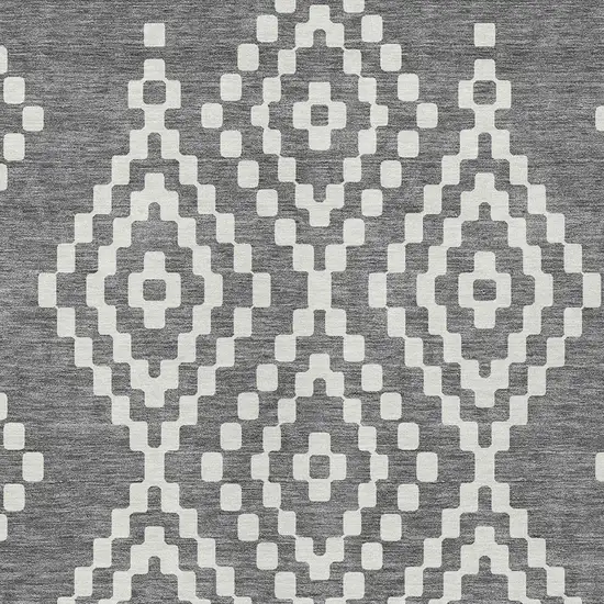 Gray And Ivory Geometric Washable Indoor Outdoor Area Rug Photo 7