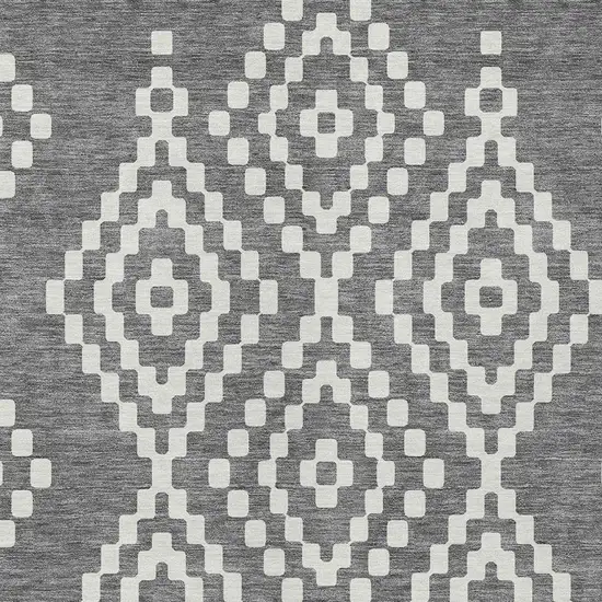 Gray And Ivory Geometric Washable Indoor Outdoor Area Rug Photo 7