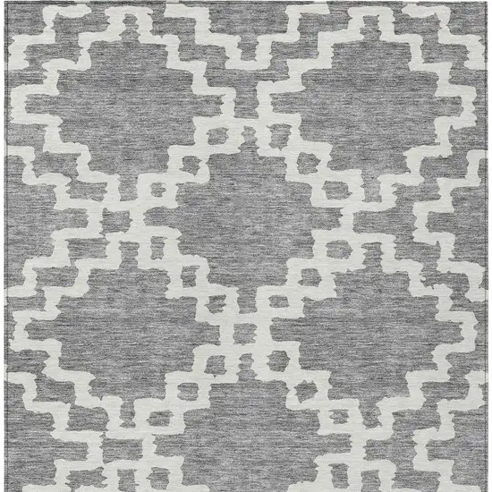 Gray And Ivory Geometric Washable Indoor Outdoor Area Rug Photo 7
