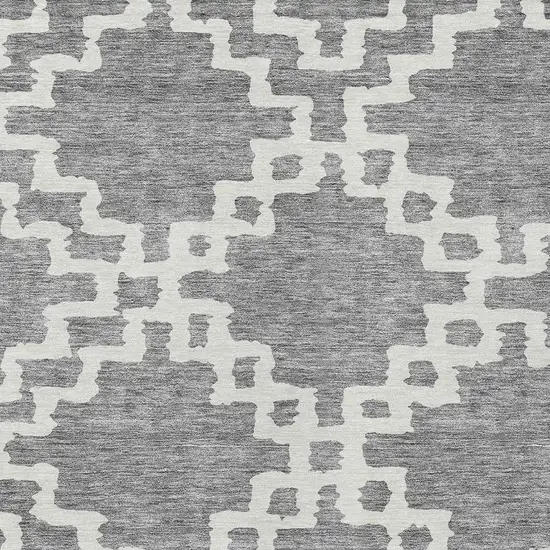 Gray And Ivory Geometric Washable Indoor Outdoor Area Rug Photo 6