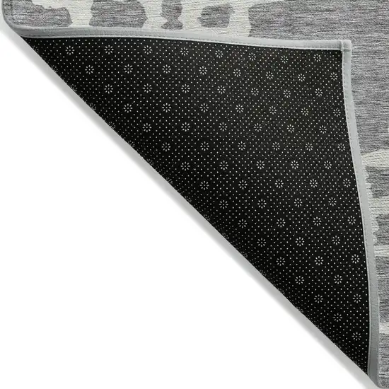 Gray And Ivory Geometric Washable Indoor Outdoor Area Rug Photo 4